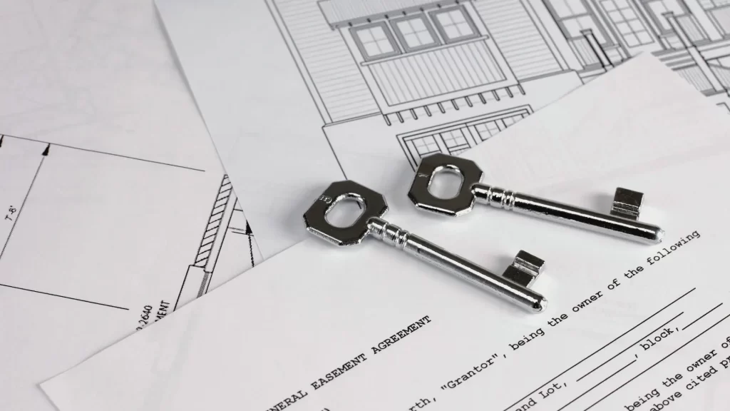 architectural-plans-with-vintage-keys